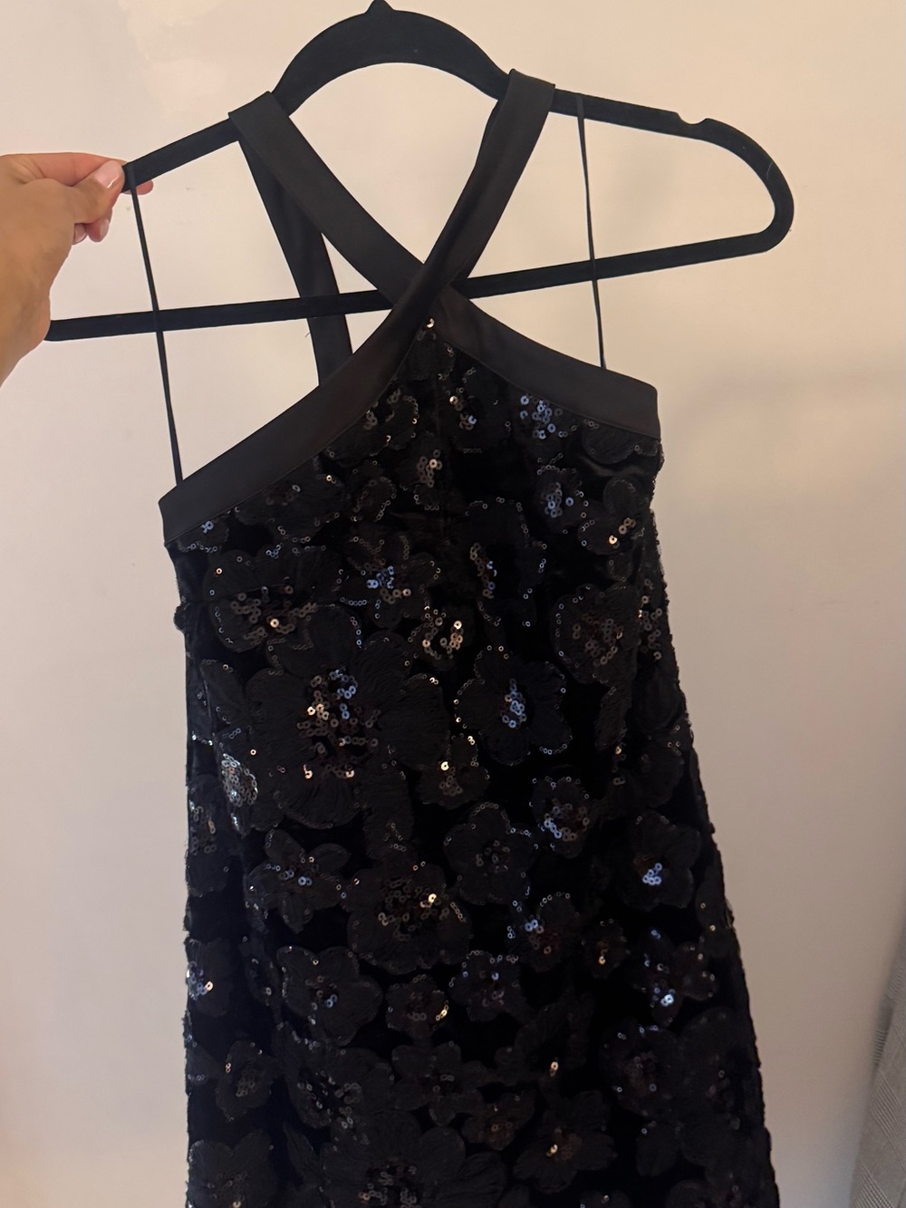 H&M Black Sequin Floral Mini Dress